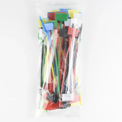 50 Stück 4 x 150 mm Nylon-Kabelbinder, Etiketten, Kunststoff-Schlaufenmarkierungen, selbstsichernder Reißverschluss