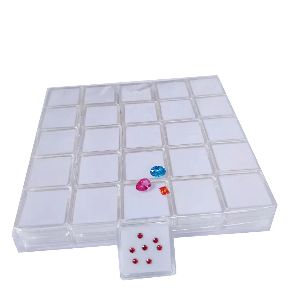 50 Stück lose Diamant-Aufbewahrungsbox, transparenter Edelstein-Organizer, Charm-Halter, Perlenbehälter, Piercing-Schmuck, Edelstein-Display-Box