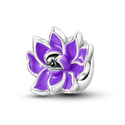 Charms-Perlen der Blumenserie, Original-Anhänger aus 925er-Sterlingsilber, Lotus-Tulpe, Rose, Nelke, passend für Armbänder, Damenschmuck, DIY-Geschenk
