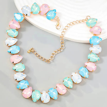 Glänzende voller Strass lange Kette Halsband Aussage Halskette für Frauen Modeschmuck atemberaubende Halskette Zubehör