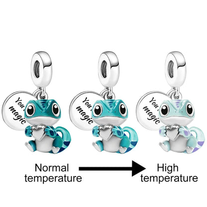 Charms aus 925er-Sterlingsilber mit Tierhantel, niedlicher rosa Hund, Perlen, passend für DIY-Armbänder, Armreifen, Geschenk von hochwertigem Schmuck