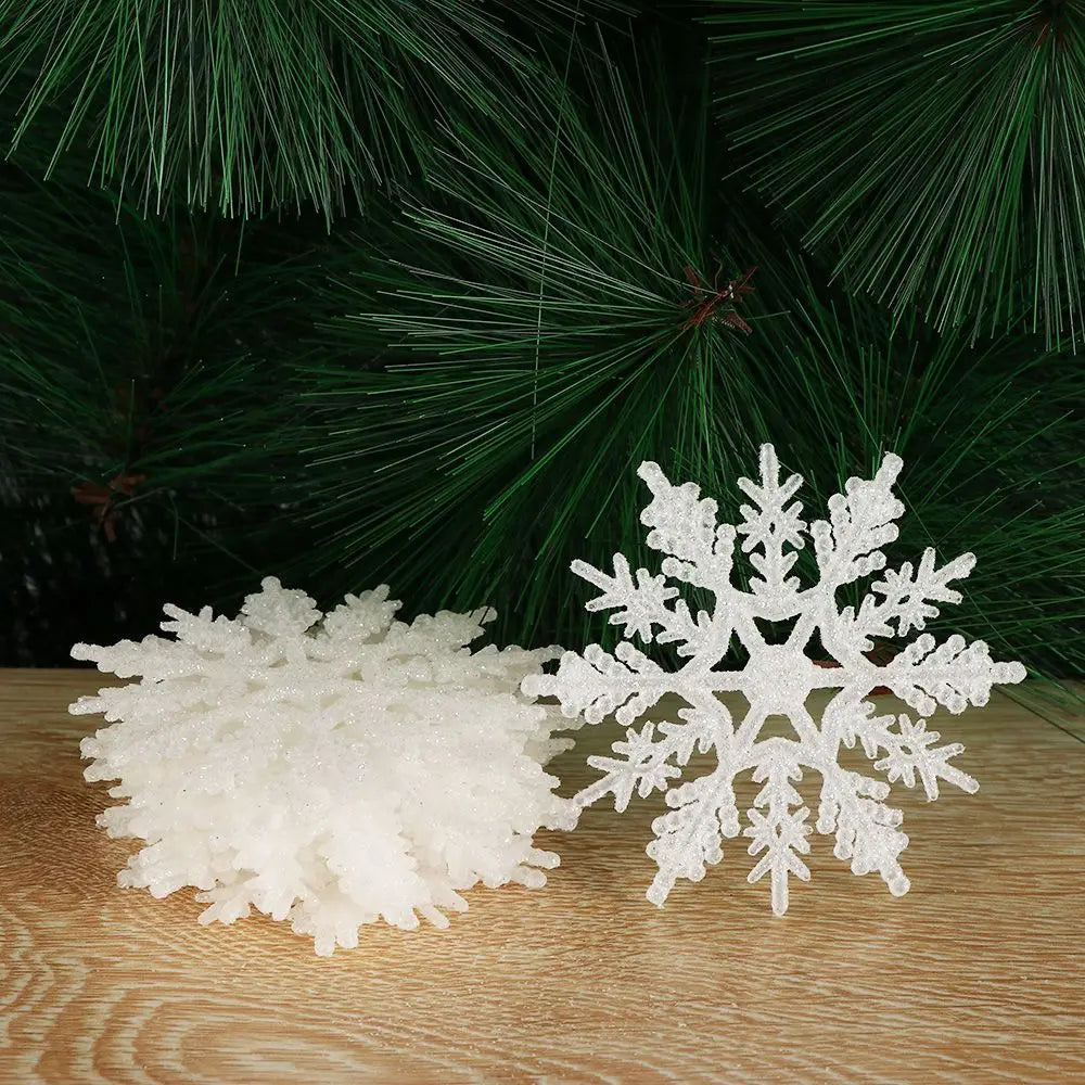 12pcs 7.5cm Gold Powder Snowflakes for Christmas, Charming White Christmas Tree Decor, Christmas Celebration Holiday Christmas Ornaments, Home Decor