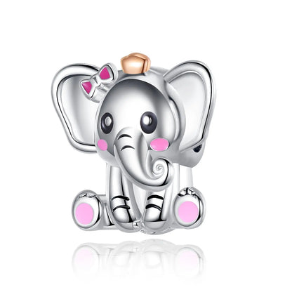 Heißer Verkauf 925er Sterlingsilber, bunter und funkelnder Elefant, baumelnder Charm für Armband, schöner Schmuck, Accessoires, Geschenke