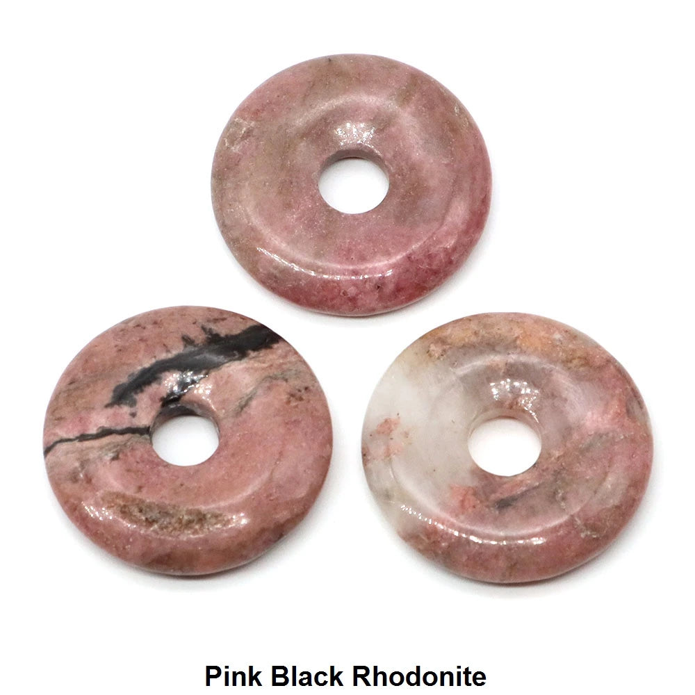 30 mm Donut-Naturstein, Heilkristall, Amethyst, Amazonit, Achat, Quarz, Edelstein für Kunsthandwerk, Zubehör, Glücksgeschenke
