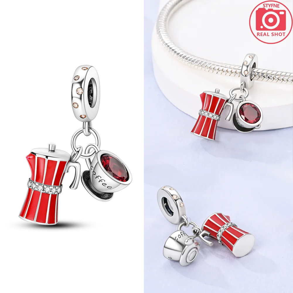 Neue Charms-Perle aus 925er-Sterlingsilber, rosa Schmetterling, leuchtende Glühwürmchen, baumelnd, passend für Armreifen, Halskette, DIY-Schmuck, Frauen-Geschenk