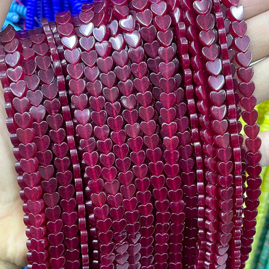 6MM Natürliche Herz Form Rubin Rot Chalcedon Lose Spacer Perlen Für Schmuck Machen DIY Armband Ohrringe Halskette Zubehör 7,5