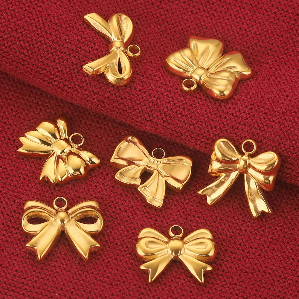 5 Stück Edelstahl Charms Bogen Charm vergoldet Charm DIY Ohrringe Armband Schmuckherstellung Materialien Handwerk Großhandel Bulk