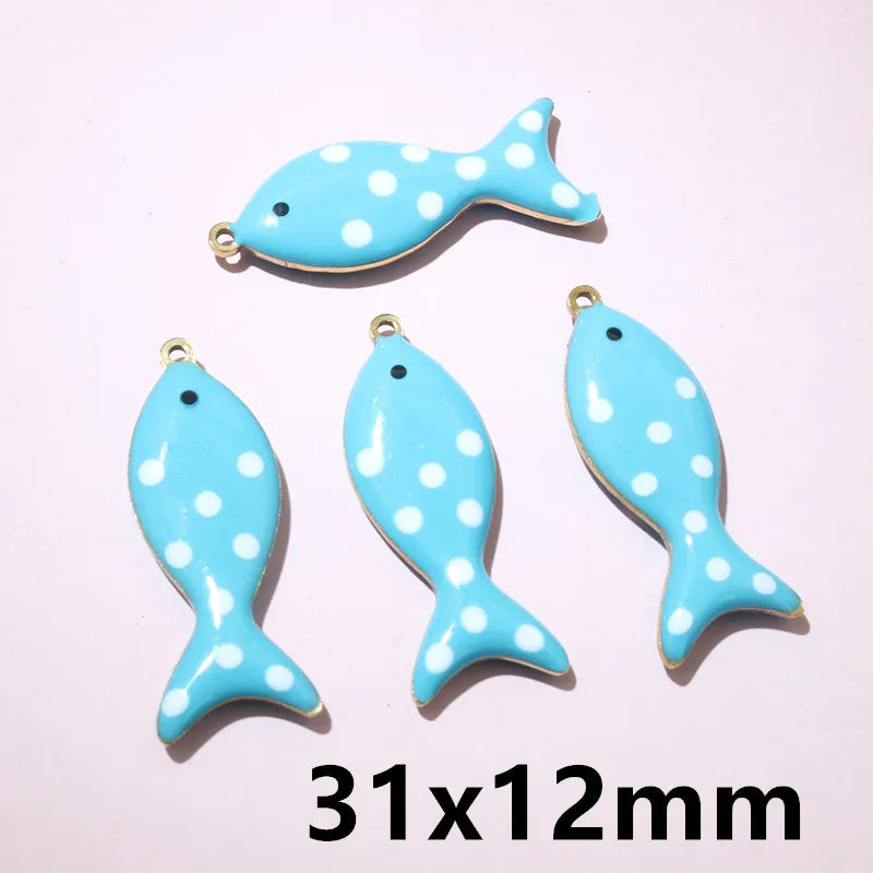 10 Stück Edelstahl Emaille Fisch Charms Anhänger 31x12mm DIY Schmuck Making Zubehör Erkenntnisse für Halsketten Ohrringe Armbänder