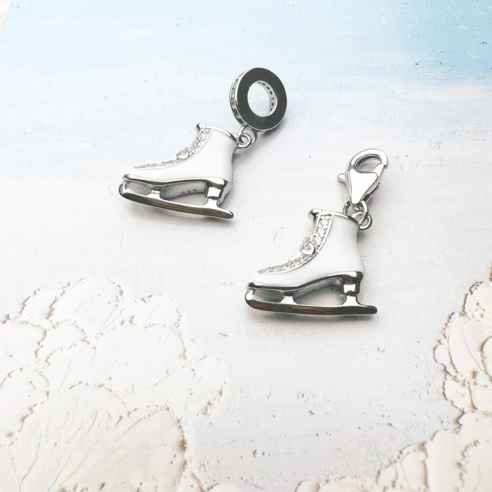 Schlittschuh-Anhänger, 925er-Sterlingsilber, sportliches Weihnachtsgeschenk für Damen und Herren