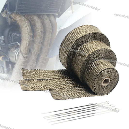 5M/10M/15M Titan Schwarz Fiberglas Thermische Auspuff Header Rohr Wärme Wrap Turbo Rohr verteiler Wärmedämmung Band Rolle 50mm