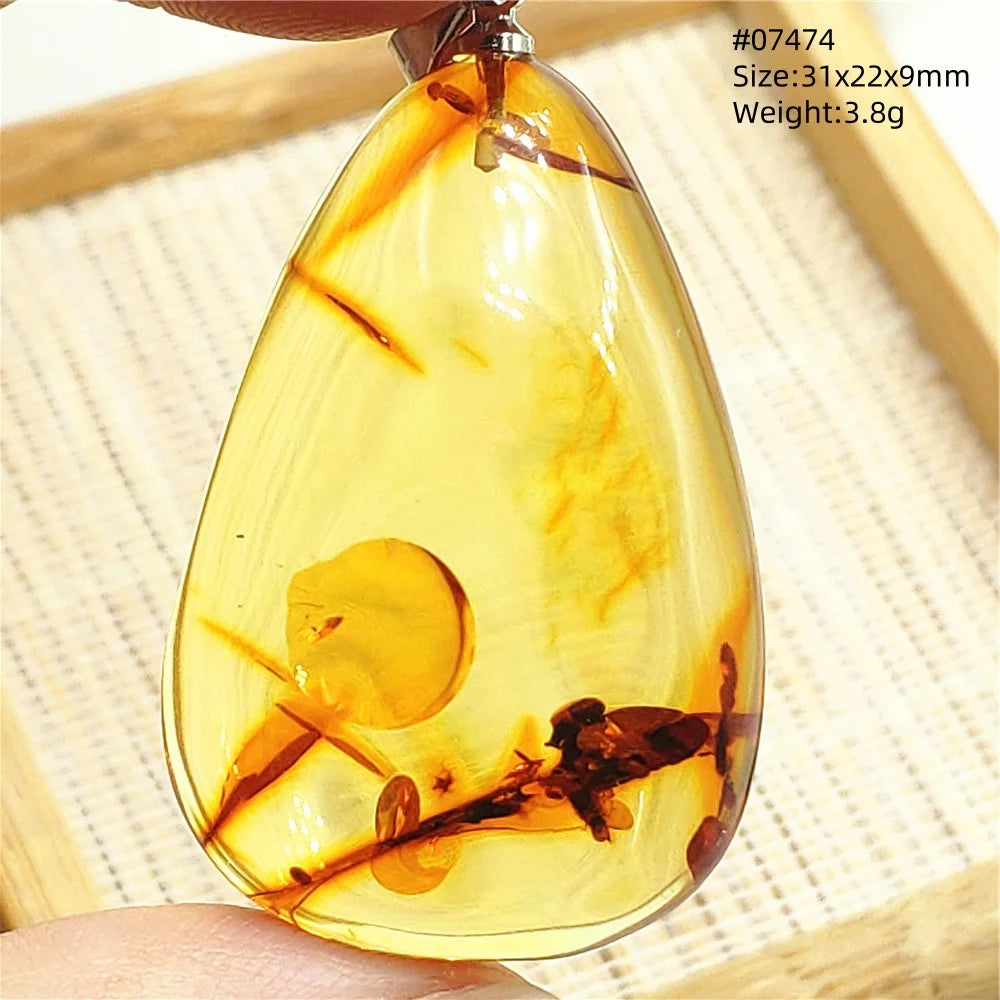 Natürlicher gelber Piebald-Bernstein-Wassertropfen-Anhänger, Edelstein, roter echter Bernstein, heilende Halskette, Schmuck, AAAAAA