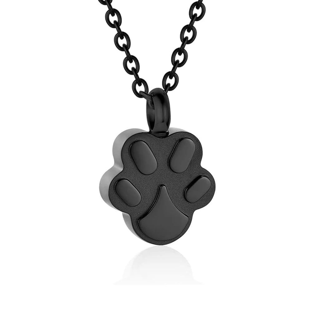 Haustier-Urnen-Halskette für Asche, Anhänger, Pfotenabdruck, Haustier-Urnen-Halskette, Gedenk-Andenken-Schmuck für die Asche von Haustieren/Hunden/Katzen