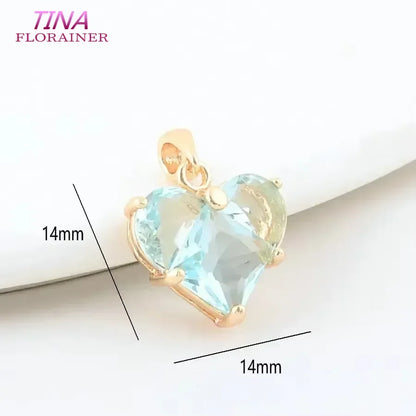 3PCS 14MM 14K Gold Farbe Messing mit Zirkon Herz Halskette Charms Anhänger Ohrringe Schmuck Machen Liefert Zubehör