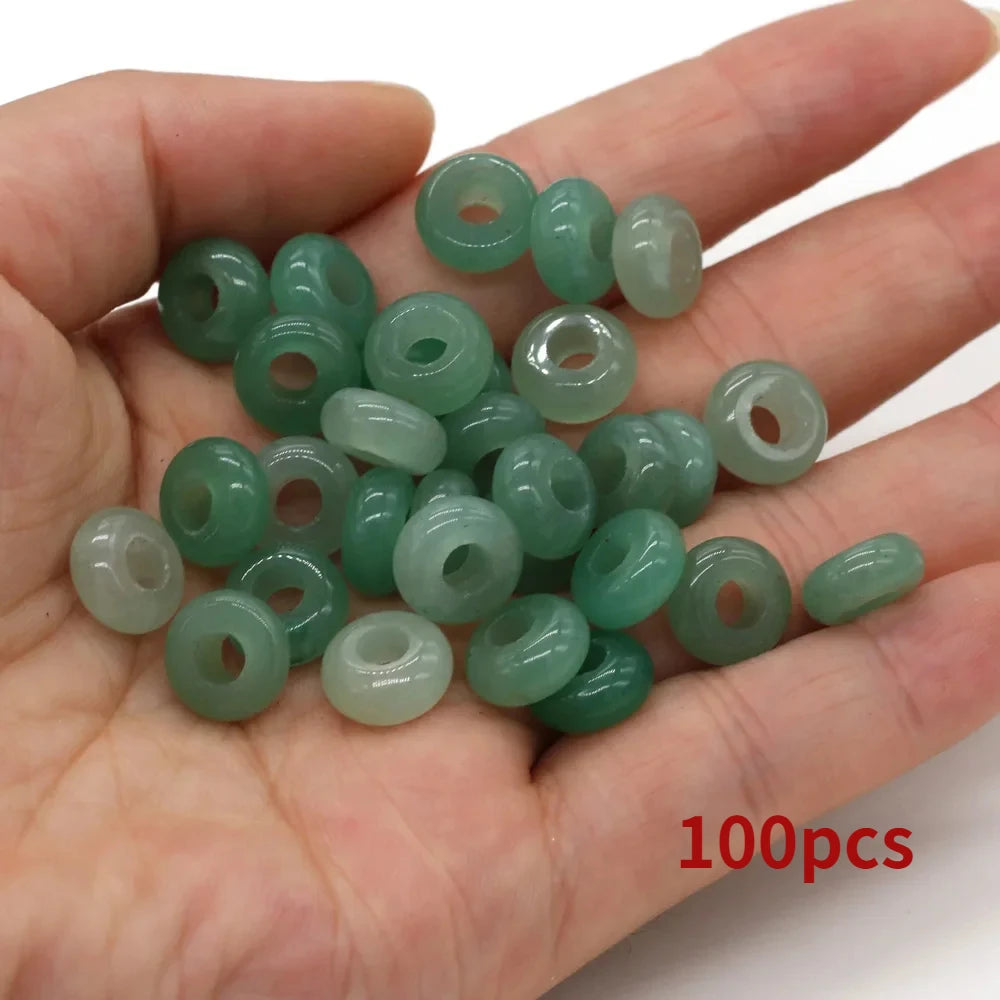 Großhandel 100 Stück Natursteinperlen, großes Loch, Abacus-Form, Agts-Steinperlen für die Herstellung von Schmuck, Halsketten, Loch 4 mm, Größe 5 x 10 mm