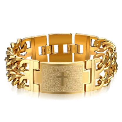 HNSP 24MM Breite 316L Edelstahl Kubanischen Kette Kreuz Armband Für Männer Schmuck Männliche Hand Kette Wrap Armbänder Punk zubehör