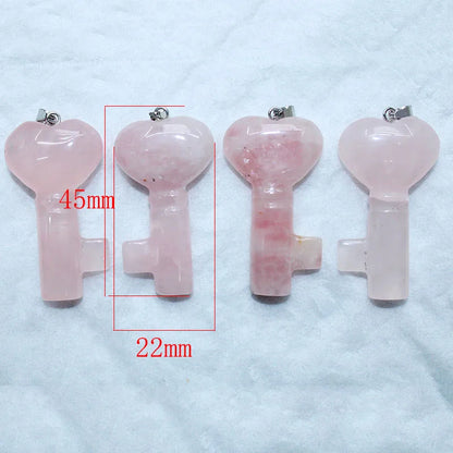 5PCS Naturstein Liebe Herz Schlüsselanhänger Anhänger Kristall Energie Stein Amethyst Rosenquarz Anhänger für DIY Damen Dekoratives Geschenk