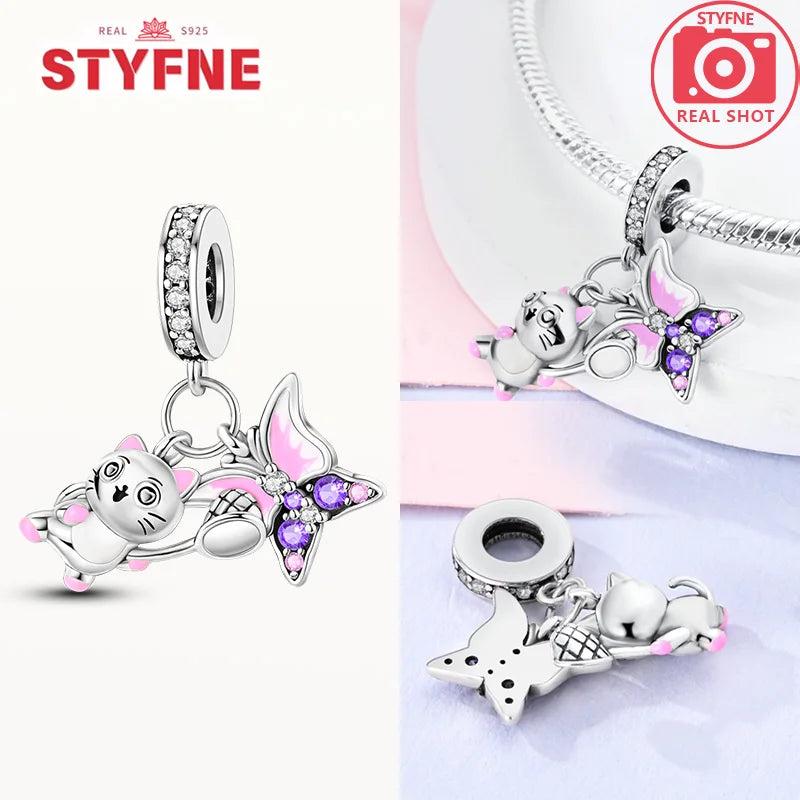 Neue Silber 925 Blaue Libelle Schmetterling Charms Perlen Fit Original Armband für Frauen DIY Edlen Schmuck Zubehör Perlen Geschenke