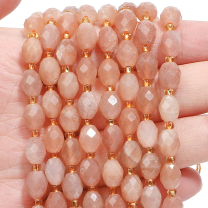 AAA Facettierte natürliche farbige Fluorit-Quarzperlen, 8 x 7 mm, ovale Form, Perlen für Schmuckherstellung, DIY-Perlenzubehör
