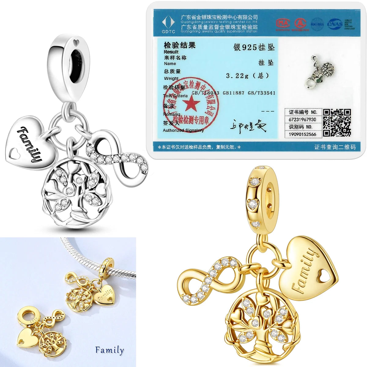Original 925 Sterling Silber Goldene Haustiere Charms Perle Bunte Zirkonium Klee Engel Herz Baumeln Fit Armband DIY Schmuck Geschenk