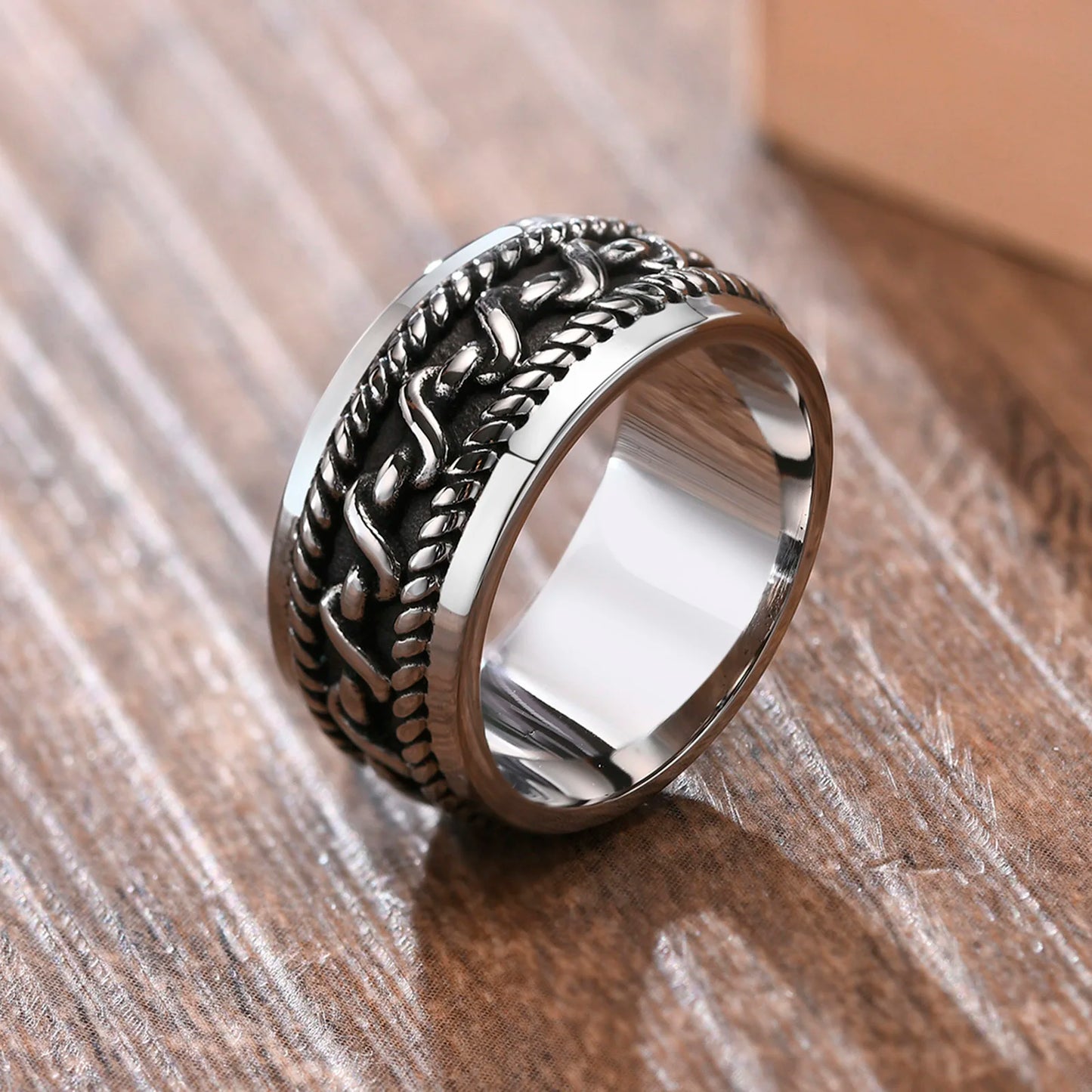 Vnox Vintage-Federring für Herren, Schmuck, Edelstahl, Biker-Stil, Handpolieren, US-Größe 7, 8, 9, 10, 11, 12
