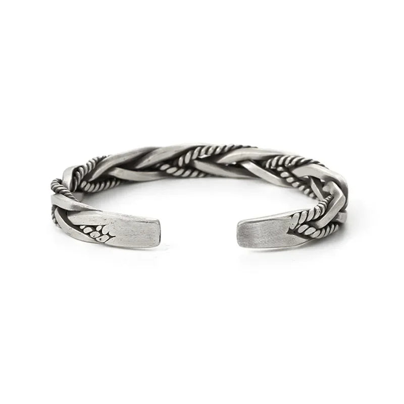 925 Sterling Silber Twisted Woven Armband Mann Frauen Neutral Retro Original Handgemachte Öffnung Armreif Mode Party Schmuck Geschenke