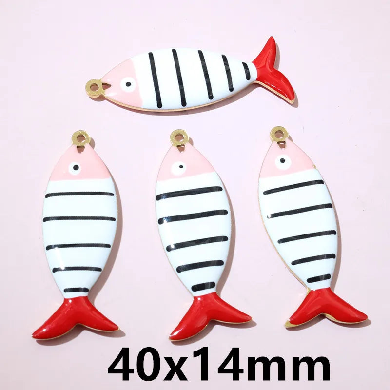 10 Stück Edelstahl Emaille Fisch Charms Anhänger 31x12mm DIY Schmuck Making Zubehör Erkenntnisse für Halsketten Ohrringe Armbänder