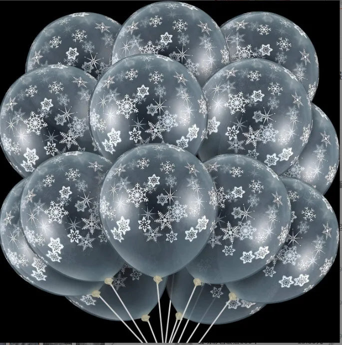 Weihnachtsdekorationen, Schneeflocken-Latexballon, weiß und blau, Winterwunderland, Eis, Schnee, Partyzubehör, Weihnachts- und Geburtstagsdekoration