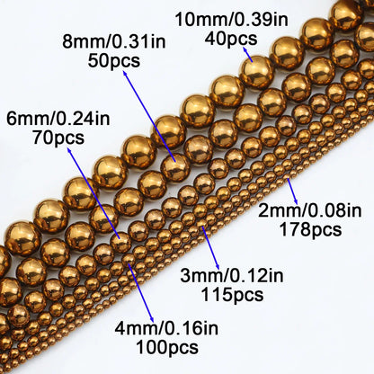 A+ Naturstein, nicht magnetisch, Hämatit, rund, lose Distanzperlen für Schmuckherstellung, DIY-Perlen, Armband, Halskette 2, 3, 4, 6, 8, 10 mm