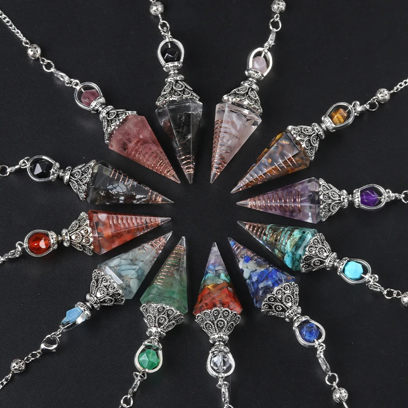 Natürliche Stein Geist Pendel Anhänger Gitter Kette Energie Glück Geheimnisvolle Reiki Harz Für Schmuck Machen Zubehör Halsketten