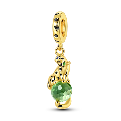 Gold-Serie, DIY-Charms, Original-Charms aus 925er-Sterlingsilber mit eingelegtem Zirkonium, Sonnen- und Leoparden-Anhänger, passend für Armbänder, Schmuck, Geschenkmarkierung