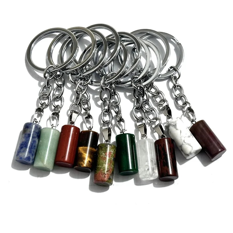20 stücke Natürliche Stein Kristall Quarz Schlüsselbund Frauen Männer Handtasche Hangle Auto Schlüssel Halter Raw Mineral Stein Schlüsselring Schmuck