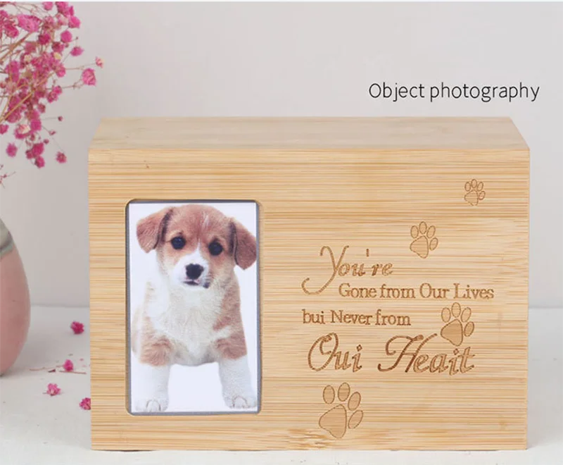 Haustier-Urnen für Hunde, Asche, elegante, geschenkbare Haustier-Gedenkbox mit Bilderrahmen, sichere Erinnerungsurne aus Holz für Haustiere