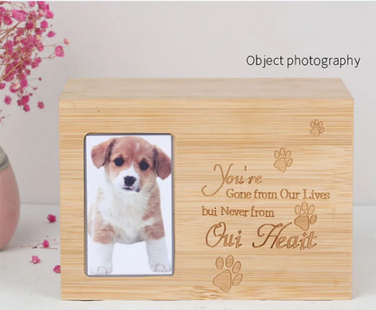 Haustier-Urnen für Hunde, Asche, elegante, geschenkbare Haustier-Gedenkbox mit Bilderrahmen, sichere Erinnerungsurne aus Holz für Haustiere