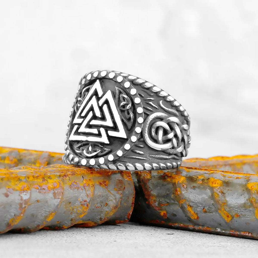 Vintage Edelstahl Wikinger Amulett Ring Nordischer Kompass Runen Männer und Frauen Ringe Teenager Multi Style Schmuck Freund Geschenk