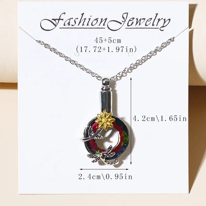 Urnen-Anhänger-Halskette, Libellen-Sonnenblumen-Gedenkschmuck für Asche, Andenken für Liebste und Haustiere