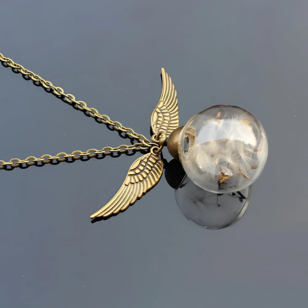 Löwenzahn-Halskette, echter Löwenzahn-Glaskugel-Anhänger, Wunsch-Halskette, Natur-Schmuck für Frauen, Geschenk