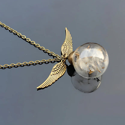 Löwenzahn-Halskette, echter Löwenzahn-Glaskugel-Anhänger, Wunsch-Halskette, Natur-Schmuck für Frauen, Geschenk