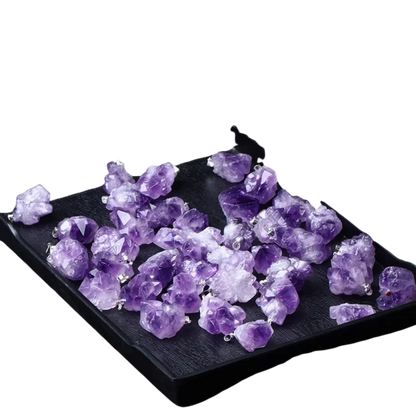 Natürliche Amethyst Stein Halskette Kristall Reiki Heilung Edelstein Anhänger Quarz für Männer Frauen Charms Minerals chmuck DIY Geschenk