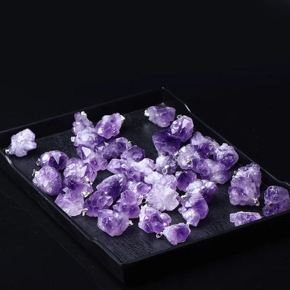 Natürliche Amethyst Stein Halskette Kristall Reiki Heilung Edelstein Anhänger Quarz für Männer Frauen Charms Minerals chmuck DIY Geschenk
