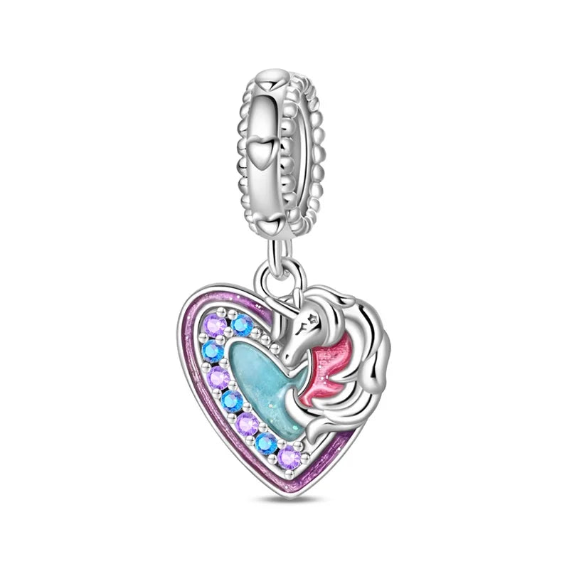 Heißer Verkauf 925er Sterlingsilber, rotes Herz und Pfeil, baumelnder Charm und blauer Murano-Glas-Delfine-Anhänger, passend für Armband, Modeschmuck