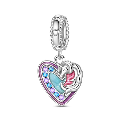 Heißer Verkauf 925er Sterlingsilber, rotes Herz und Pfeil, baumelnder Charm und blauer Murano-Glas-Delfine-Anhänger, passend für Armband, Modeschmuck