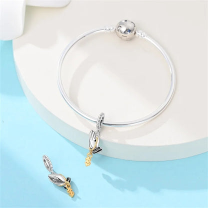 Glücksbringer aus 925er-Sterlingsilber, Geldbaum, glückliche Katze, Gott des Reichtums, Dollar-Schatz-Charm, passend für DIY-Armbänder, Halsketten, viel Glück, Wunschgeschenk