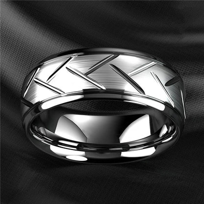 Moderne 8mm Schwarz Titan stahl Ringe für Männer Frauen Nut Facetten Edelstahl Männer Ring Hochzeit Band schmuck Großhandel