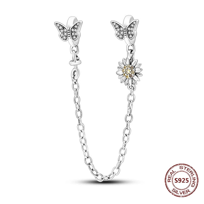 Sicherheitskette Libelle Schmetterling 925er Sterlingsilber Original Marienkäfer Kolibri Charm DIY Schmuckherstellung für Armband Armreif