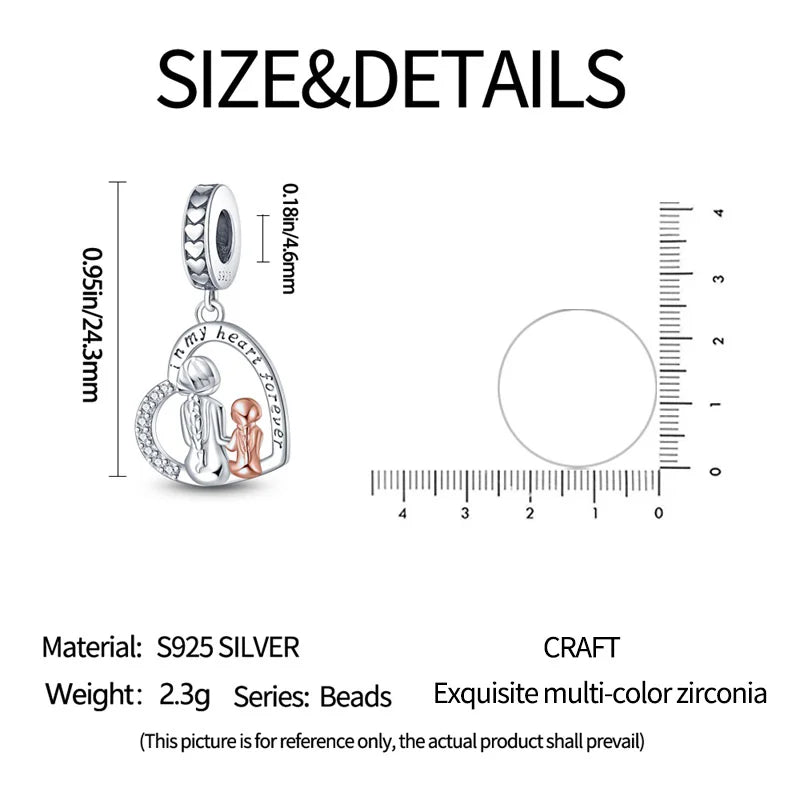 Charms-Anhänger für Mutter und Tochter aus 925er-Sterlingsilber mit Zirkonia, passend für DIY-Armband-Halskette, Geschenk für Sie, Colgante Plata