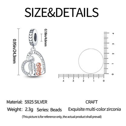 Charms-Anhänger für Mutter und Tochter aus 925er-Sterlingsilber mit Zirkonia, passend für DIY-Armband-Halskette, Geschenk für Sie, Colgante Plata
