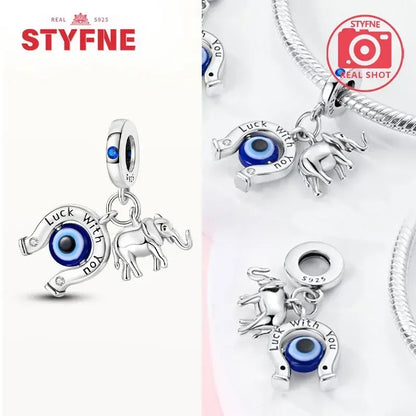 Silber 925 Gold Pyramide Mumie Doppel Charm Elefant Perlen passen Original Armband DIY edlen Schmuck Zubehör für Frauen Geschenke