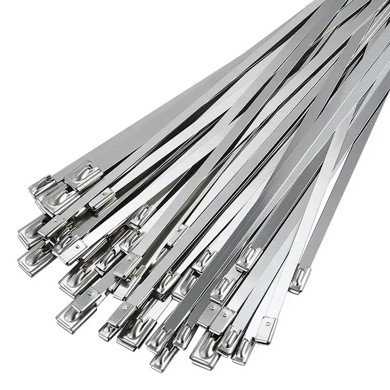 100 Stück Edelstahl-Kabelbinder, Mehrzweck-Kabelbinder, hitzebeständig, robuste Stahlbänder, Metall-Kabelbinder für Bauernhöfe, Außenzäune