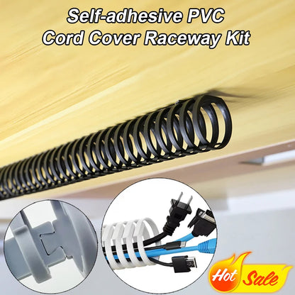 Neu Selbstklebende Kabelaufdeckung Raceway Kit PVC-Drähte Hider Schreibtisch Kabelhalter schwarz Unterschreibtische Kabelmanagement Verkabelungsverschluss