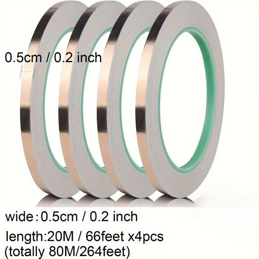 20 m doppelseitiges leitfähiges Kupferfolienband, hochtemperaturbeständiges, schneckenförmiges EMI-Abschirmband für DIY-Schaltkreisreparaturen